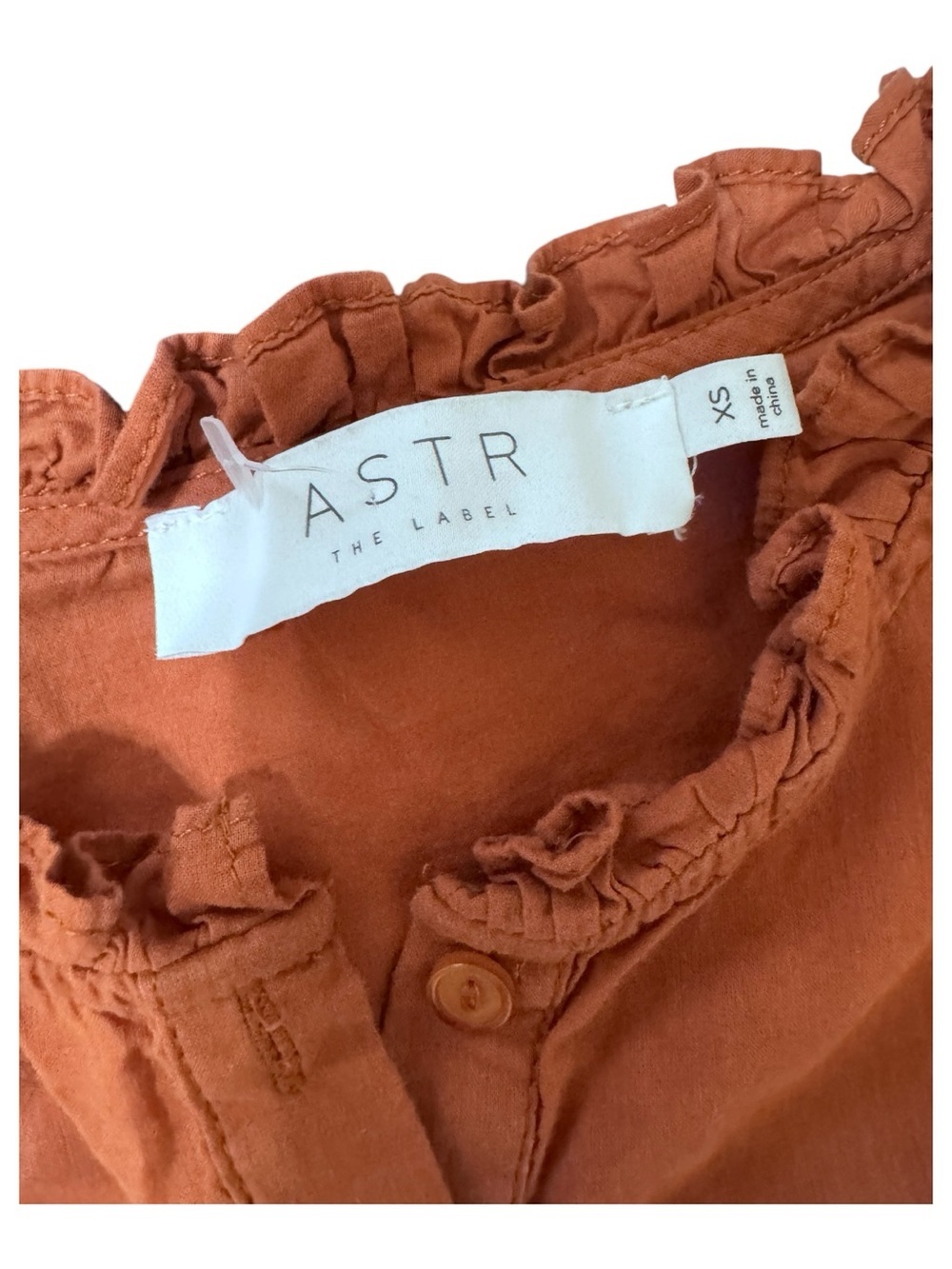 Astr Rust Ruffle-Trim Button Front Blouse - Picture 3 of 7